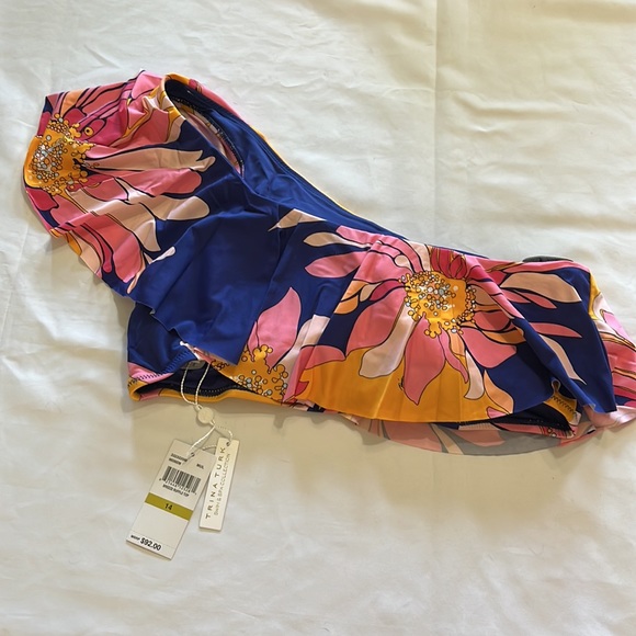 Trina Turk Breeze One Shoulder Ruffle Top Size 14 - Picture 7 of 9